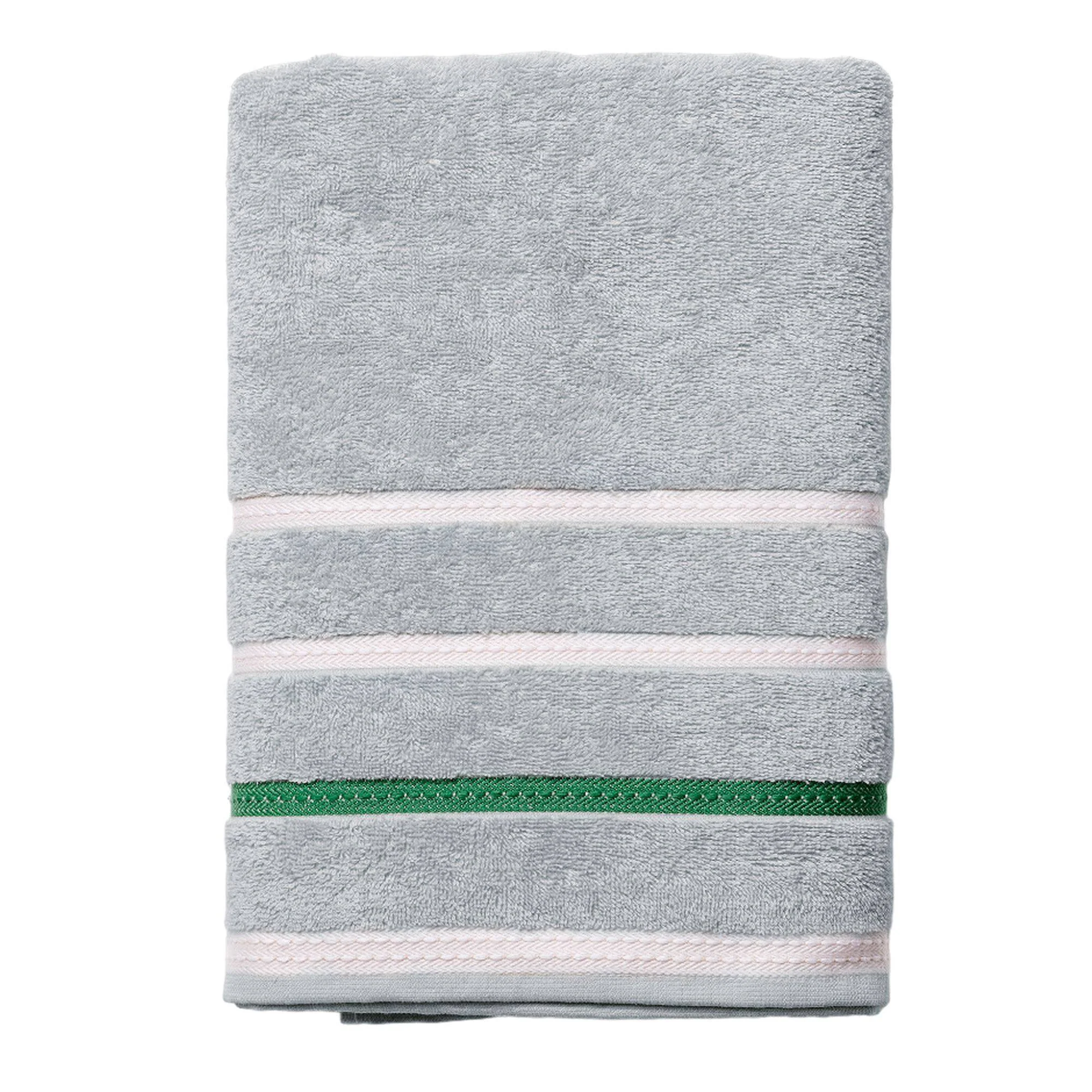 Toalla De Baño 70x140cm 450gsm 100% Algodón Gris Con Rayas