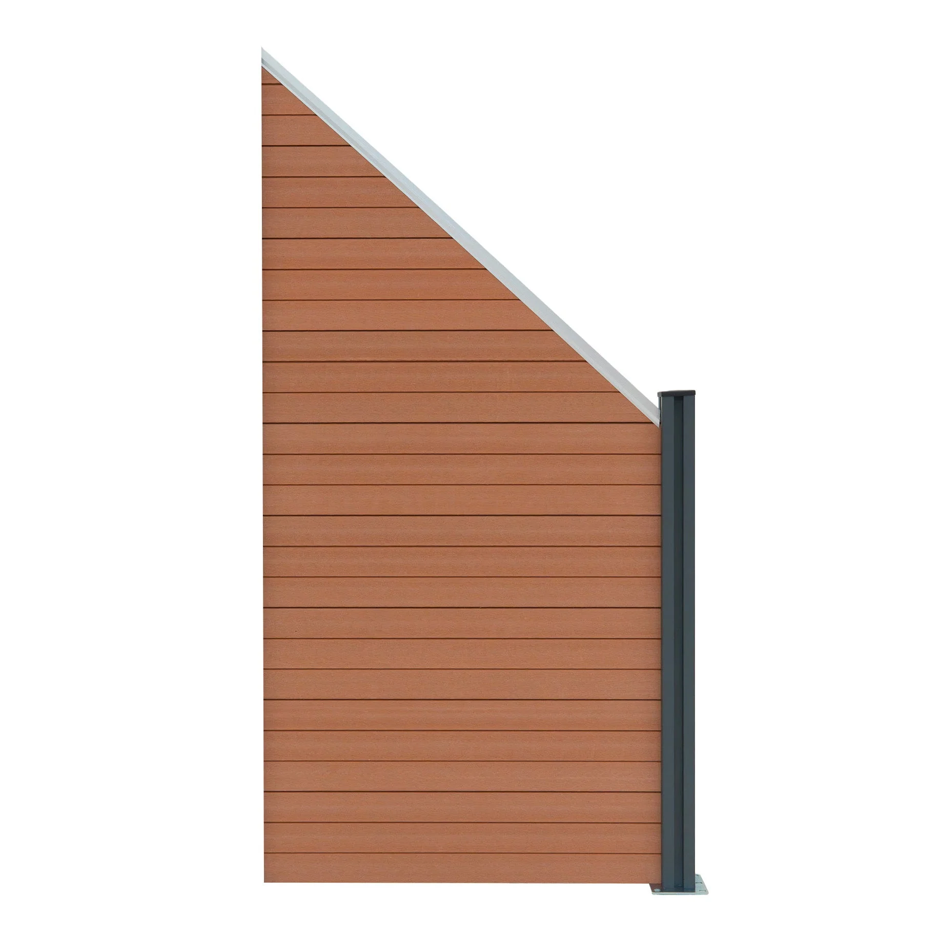 Vallas Para Exteriores De Wpc Y Aluminio - 1x Panel Oblicuo + 1x Poste | Marrón