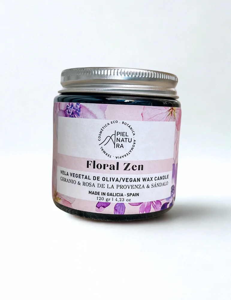 Vela Aromática Natural Rosa, Geranio Y Sándalo Floral Zen, Piel Natura 120 G