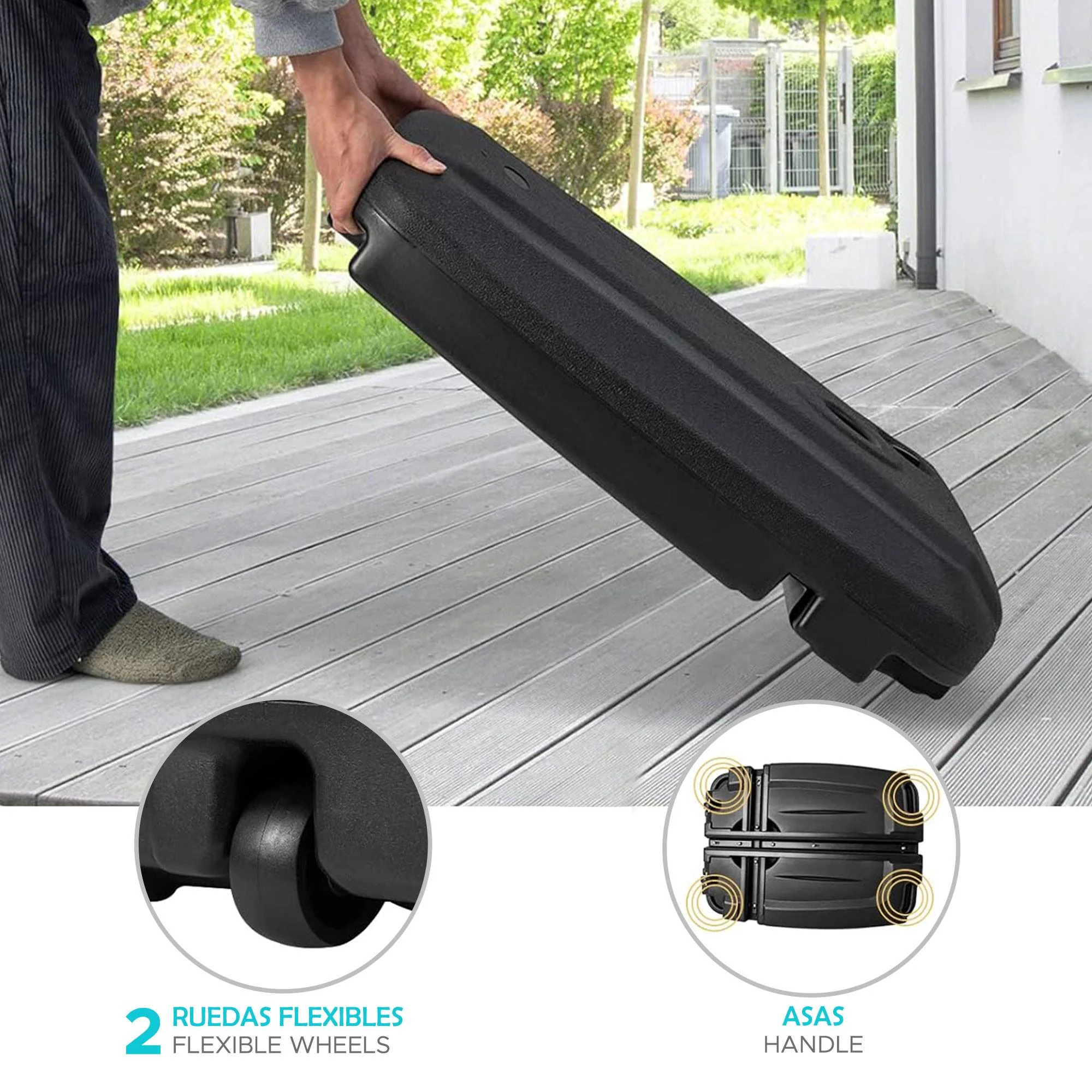 Well Home - Base De Sombrilla Resistente Con Cruz Metálica Negra 60l - Image 3