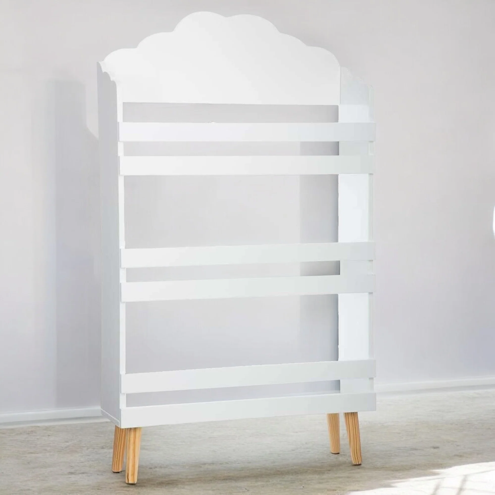Well Home - Biblioteca De Madera Con 3 Estantes En Color Blanco Y Diseño De Nube H.100cm - Image 3