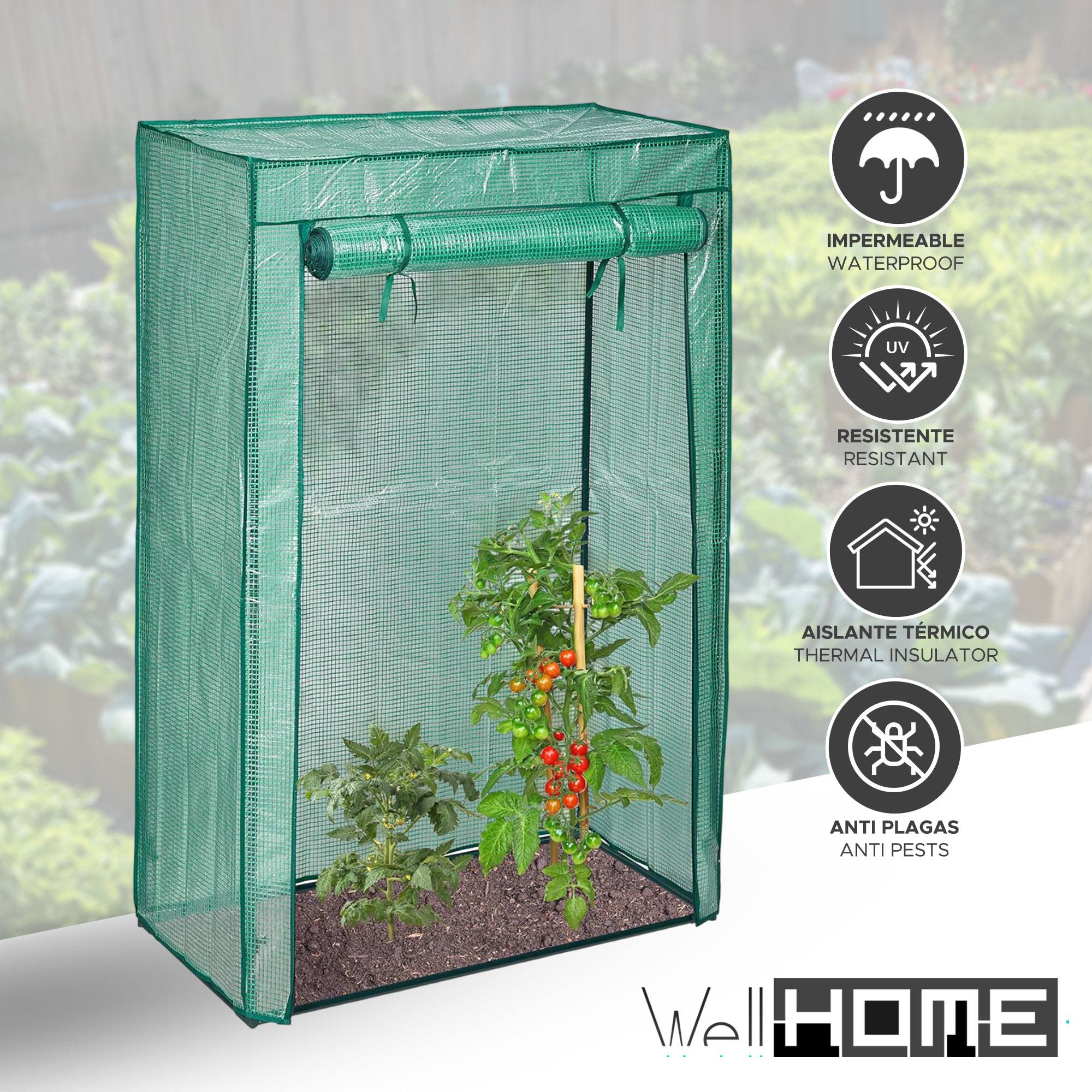 Well Home Invernadero De Tomate 100x50x150cm Con Marco De Hierro En Color Verde - Image 3