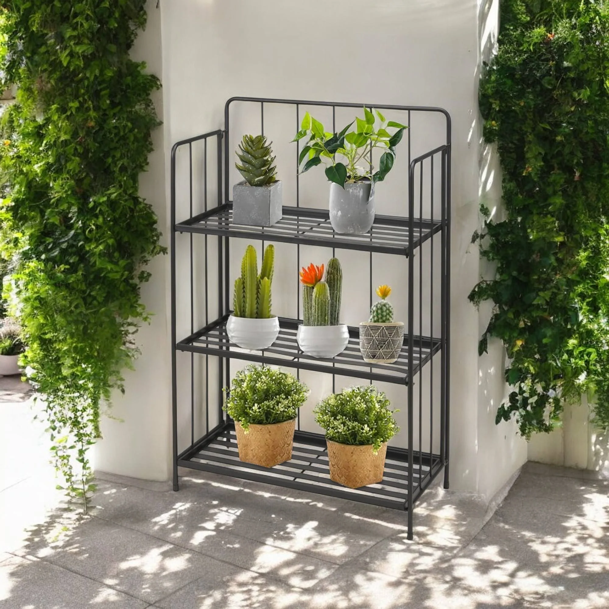 Well Home - Jardinera 3 Niveles Metal Negro Diseño Plegable H.90cm. - Image 4
