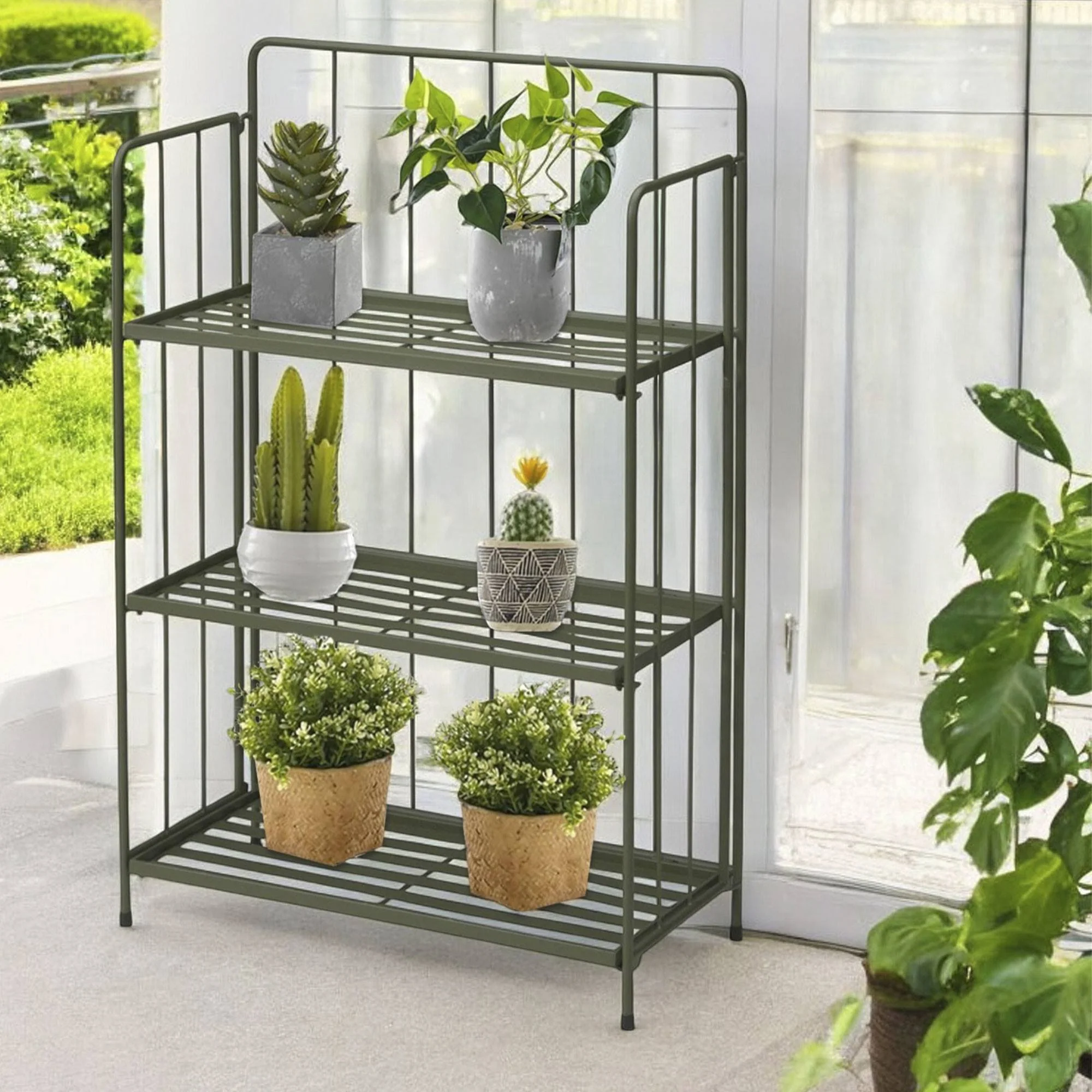 Well Home - Jardinera 3 Niveles Metal Verde Diseño Plegable H.90cm. - Image 4