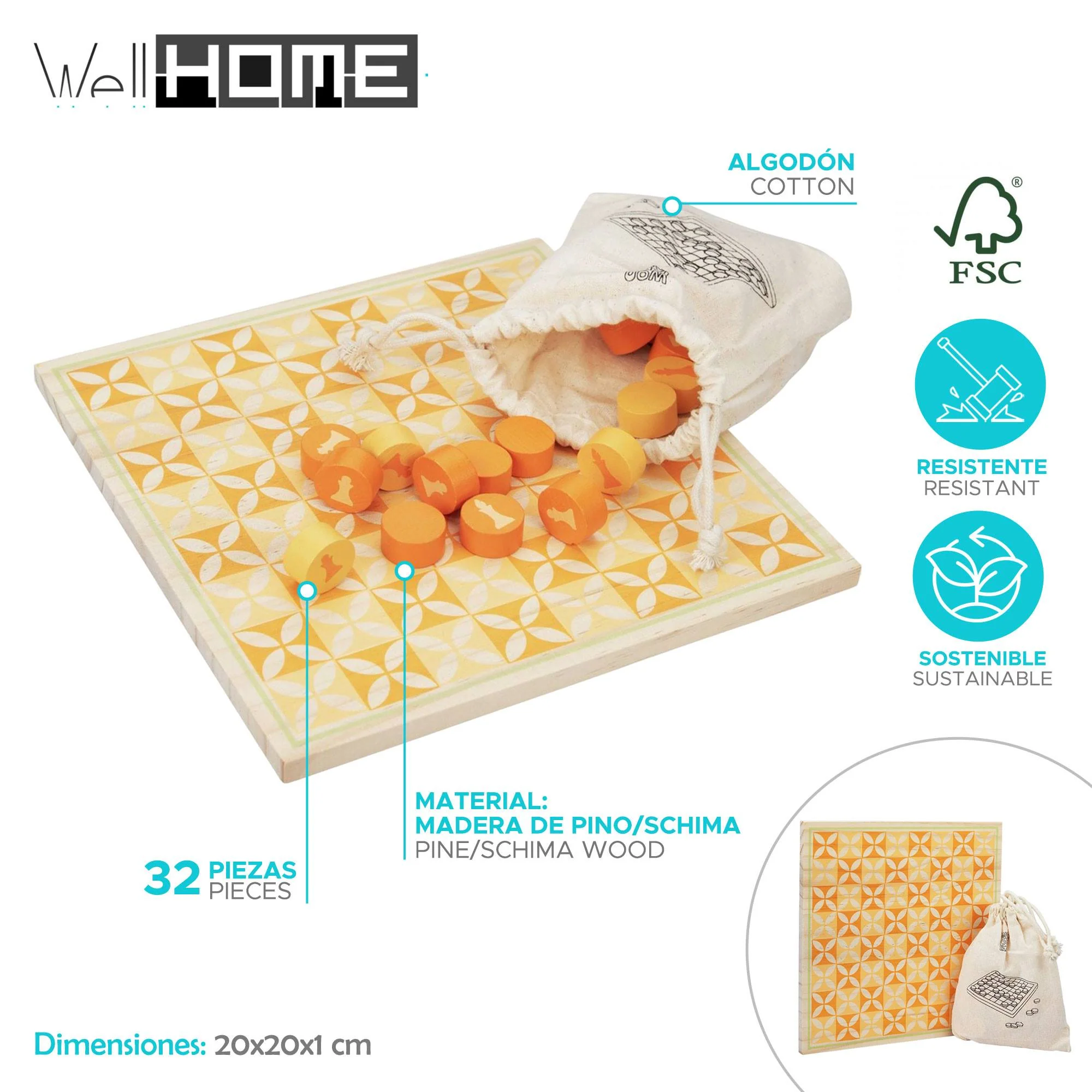 Well Home - Juego De Ajedrez Con Piezas Y Tablero De Madera - Image 2