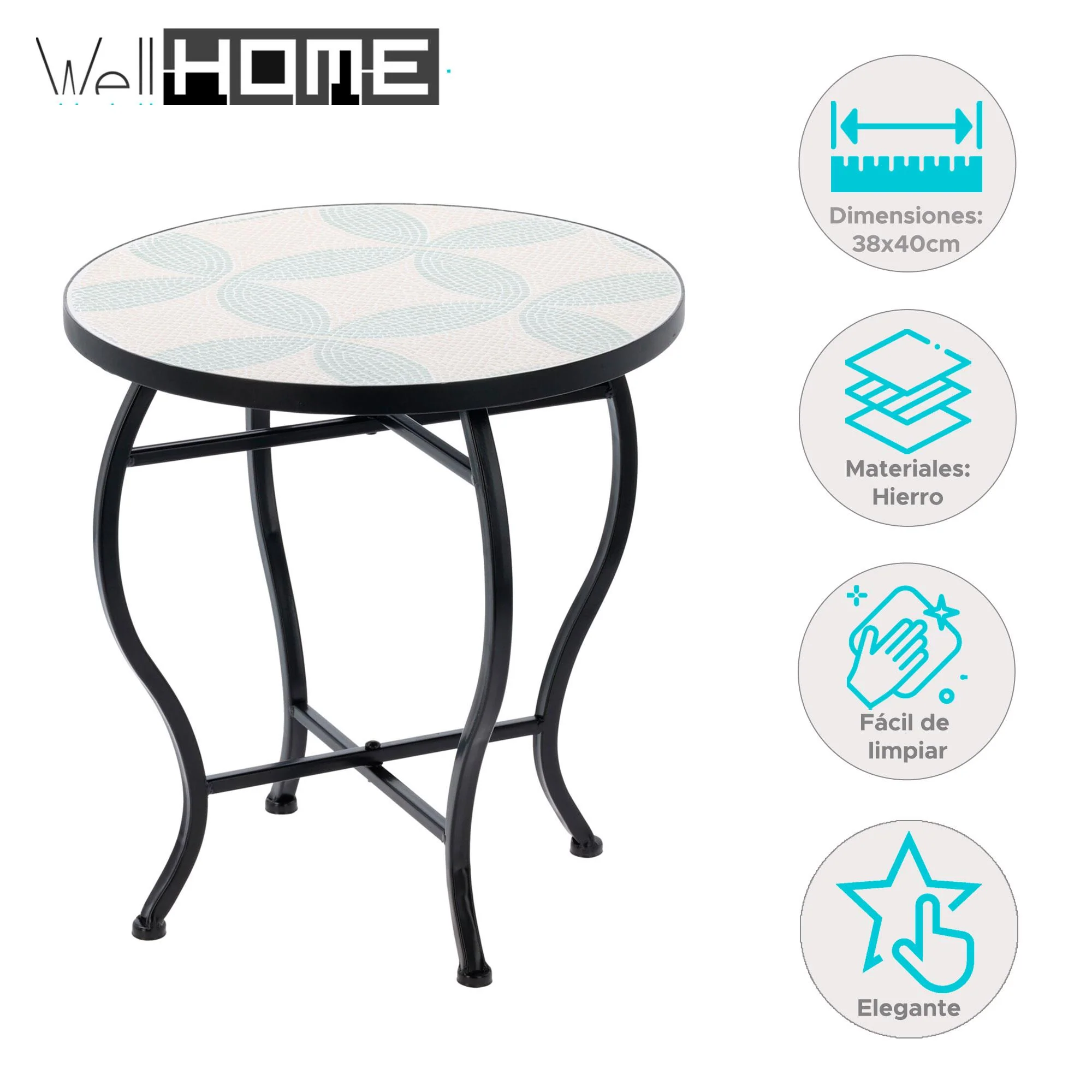 Well Home Mesa Bistro De Diseño Mosaico Ø38x40cm - Image 2