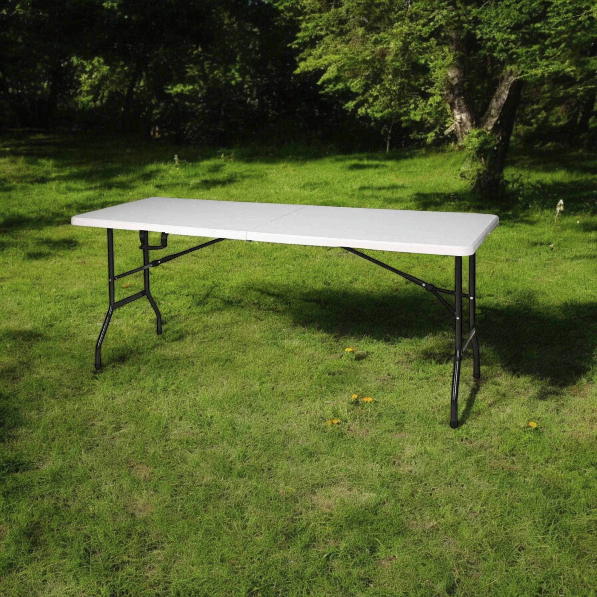 Well Home Mesa Plegable Blanca 180x70x74cm Con Mecanismo De Bloqueo Automático - Image 4