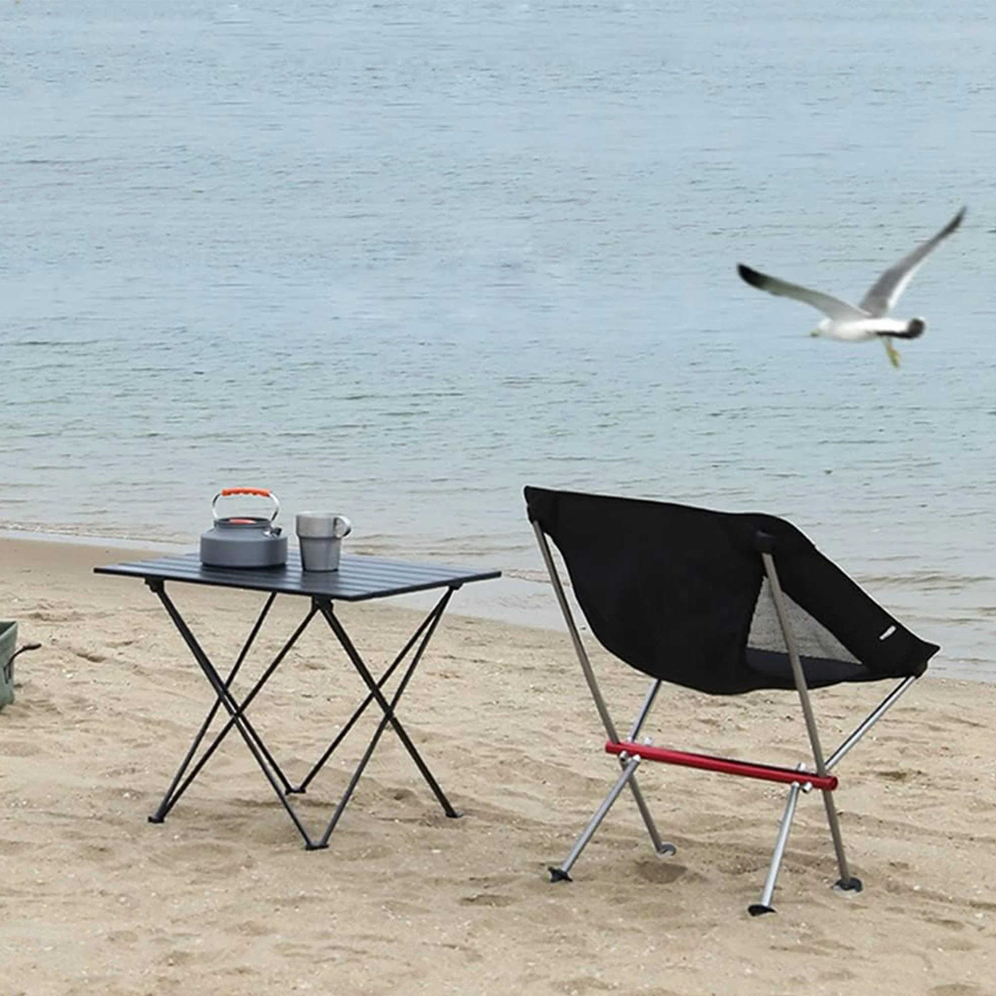 Well Home Mesa Plegable En Metal Color Negro 56x40x46cm - Image 4