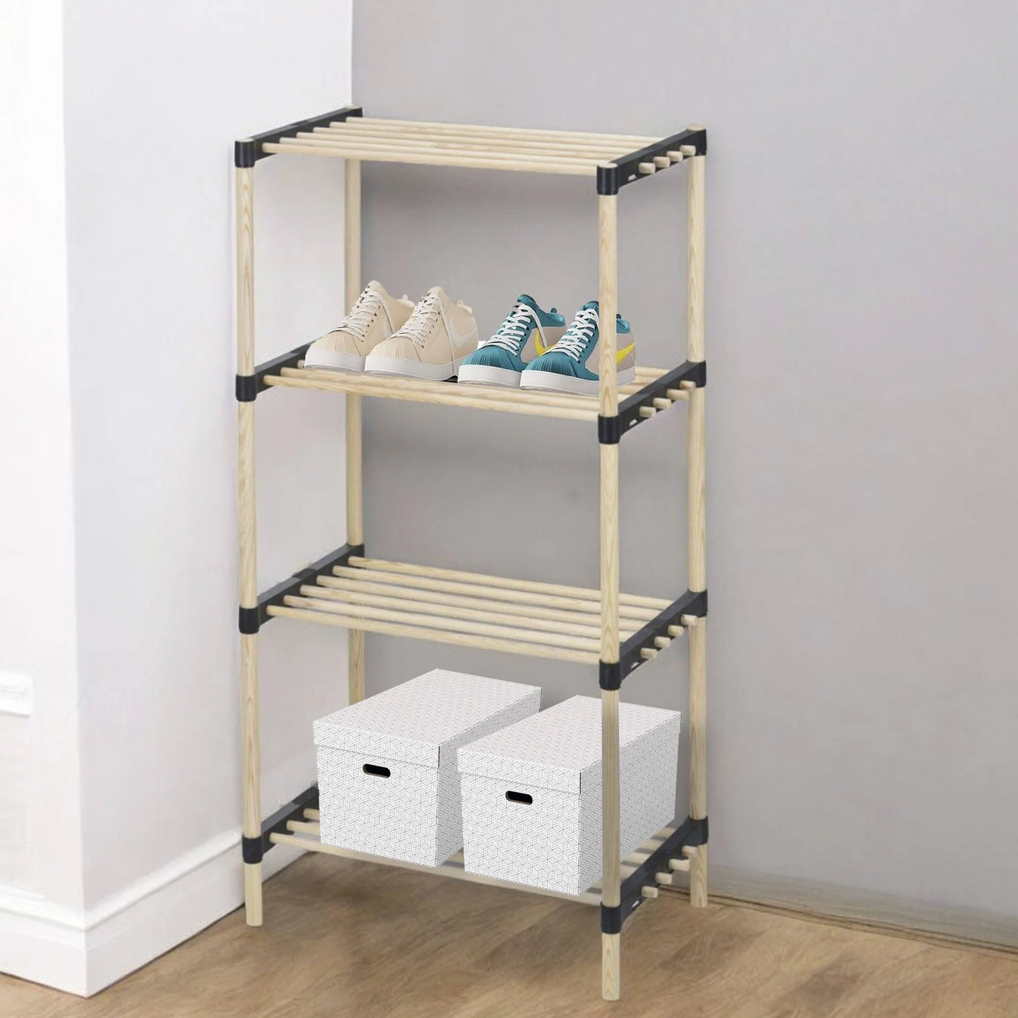Well Home - Pack 2 Zapateros 4 Estantes Madera Y Metal - Image 4