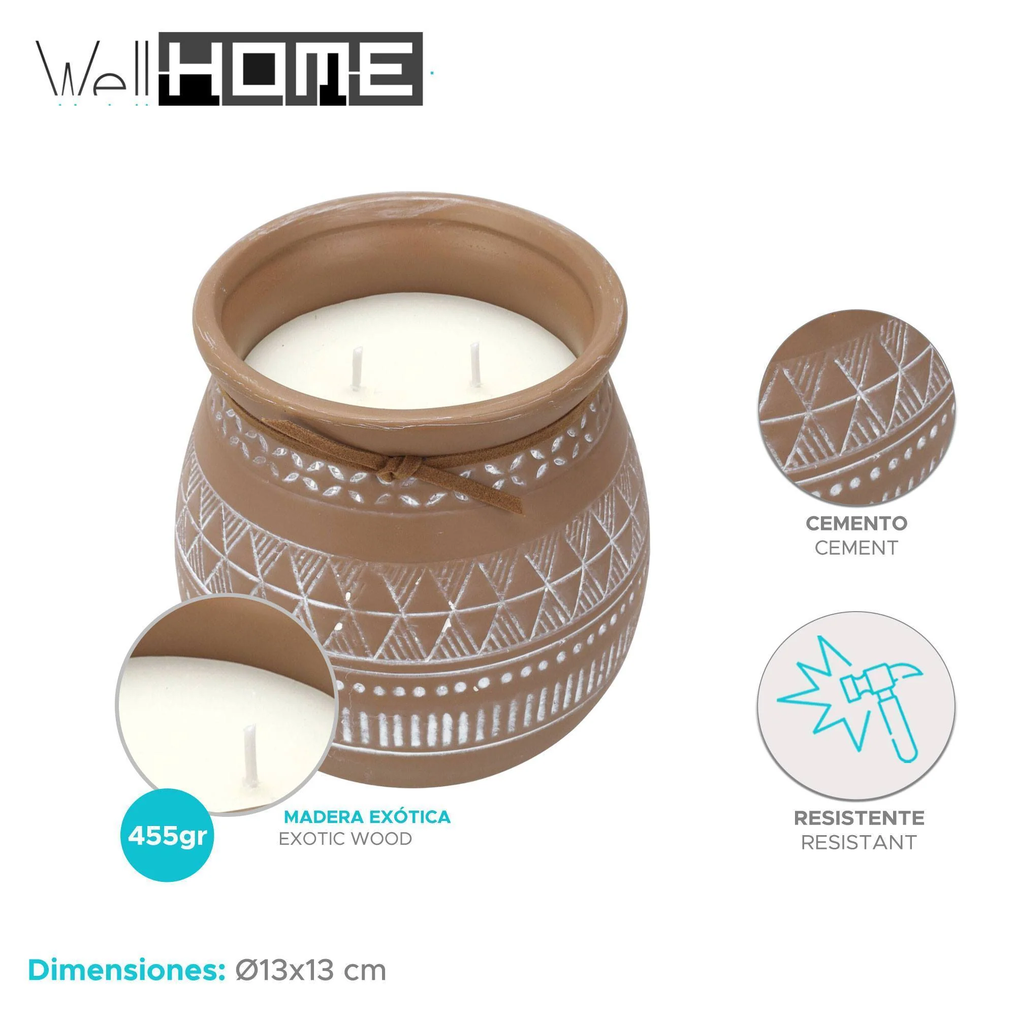 Well Home - Pack 6 Velas Aromática Envase De Cemento - Image 2