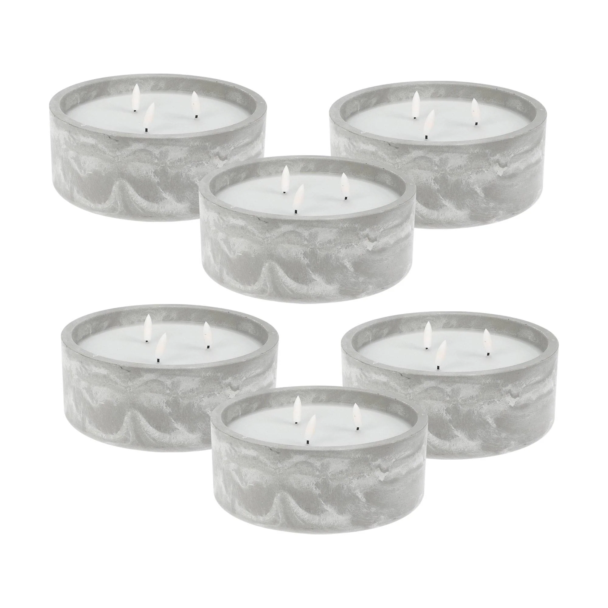 Well Home - Pack 6 Velas Led Redonda Gris Marmolado