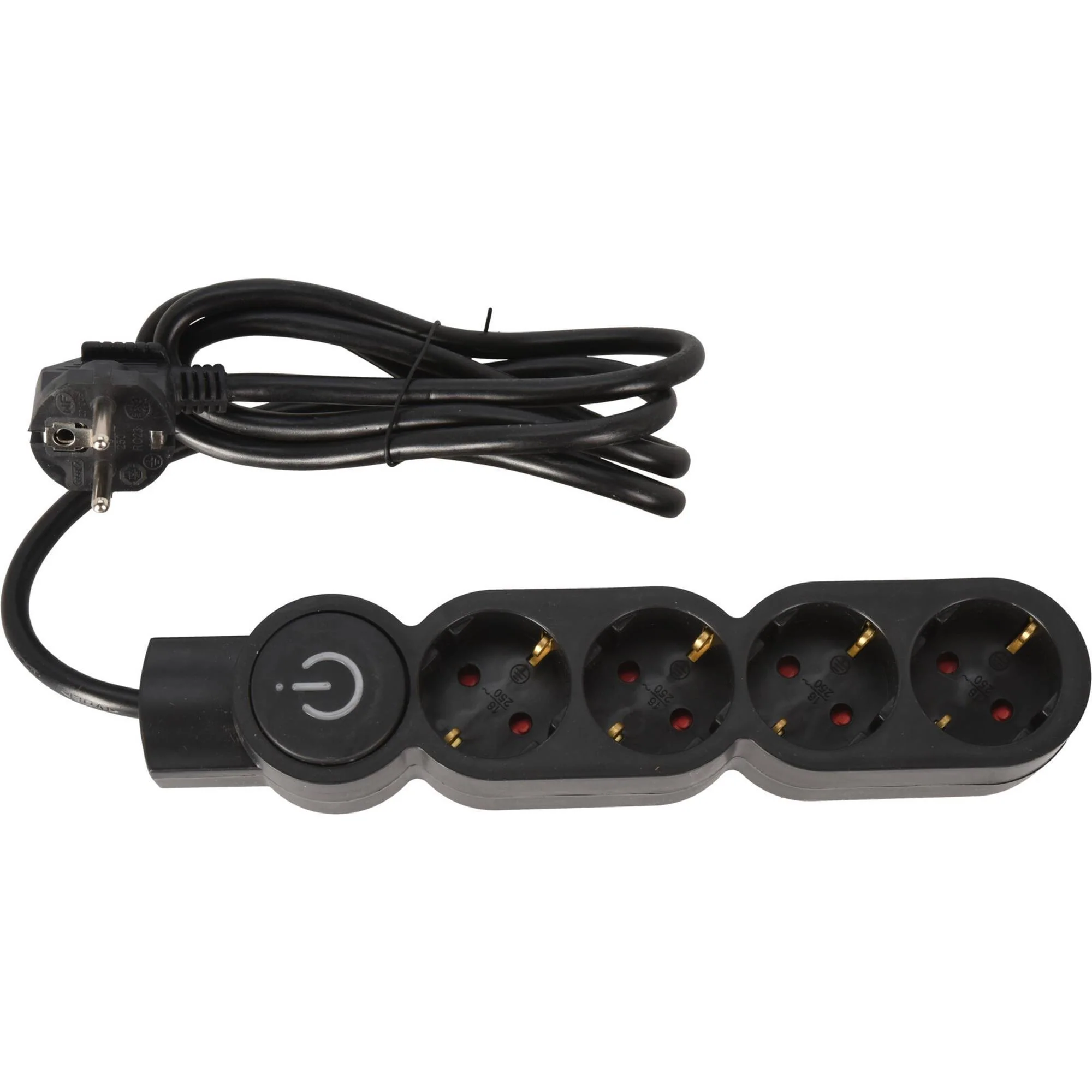 Well Home Regleta De 4 Vías Color Negro Con Protección Para Niños, Con Interruptor Encendido/apagado , Cable 140cm