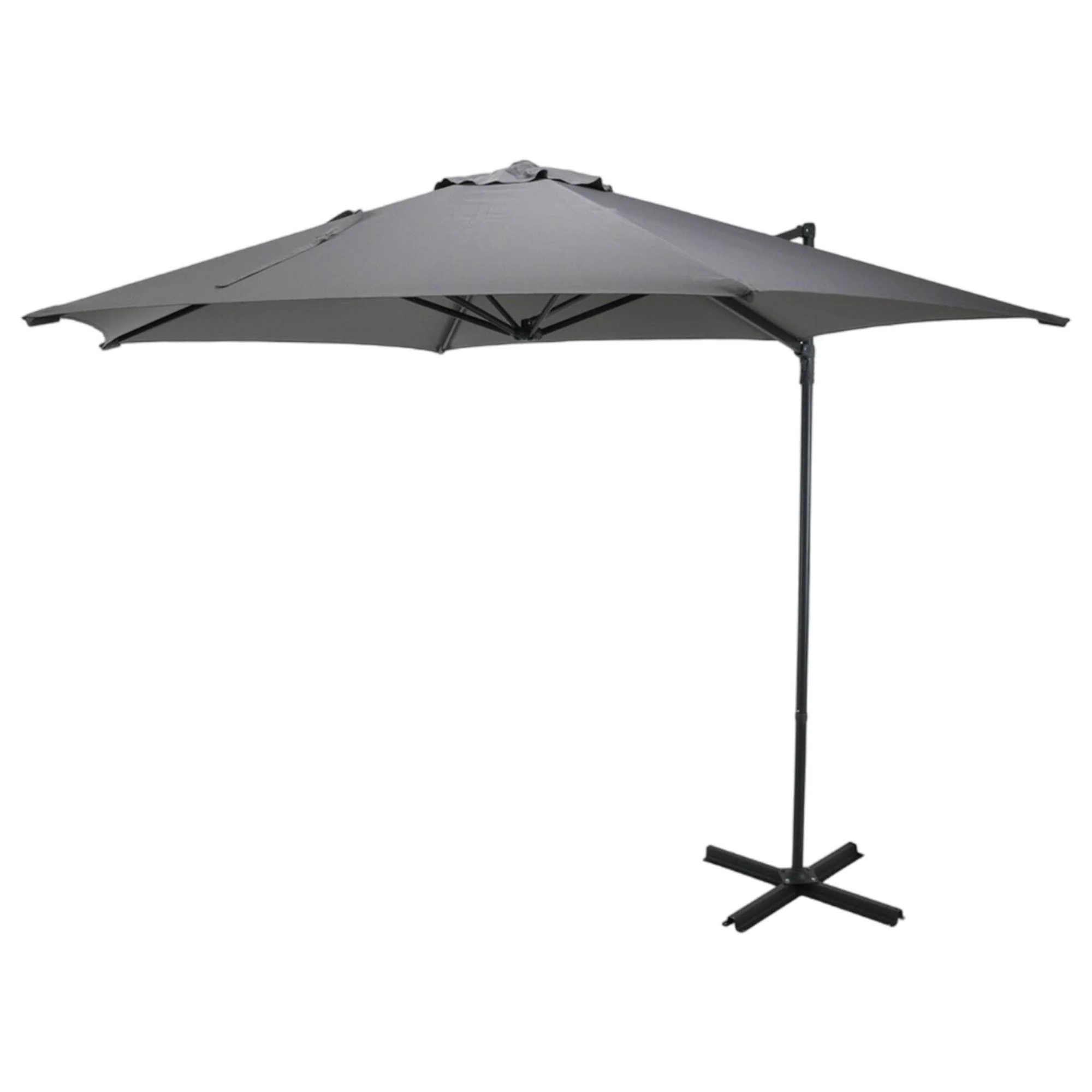 Well Home - Sombrilla Colgante Push Up Ø270cm Gris Claro Con Base De Acero Cruzado