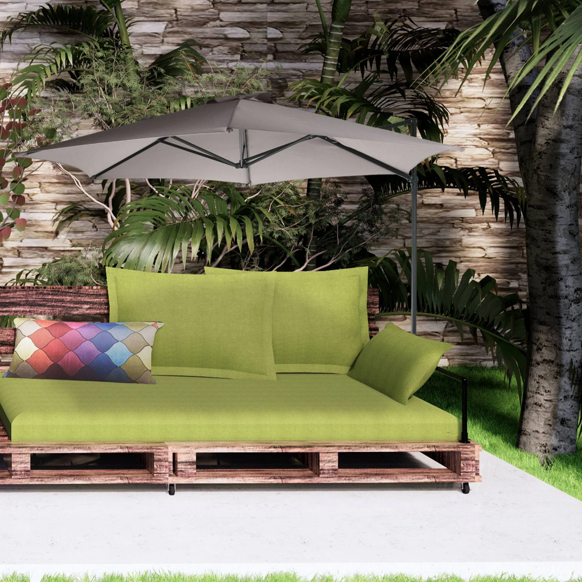 Well Home - Sombrilla Colgante Push Up Ø270cm Topo Con Base De Acero Cruzado - Image 3