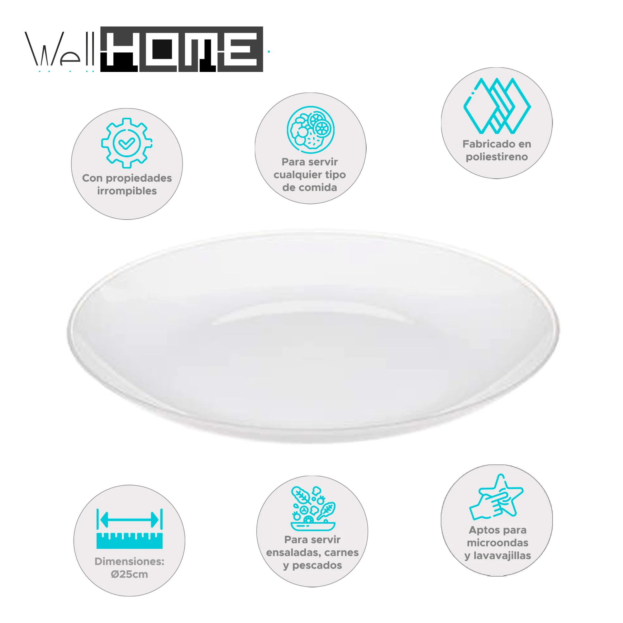 Wellhome - Plato Ø25cm Color Blanco - Image 2