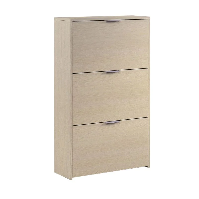 Zapatero Moderno De 3 Puertas Melamina, Roble, 60 X 113 X 22cm